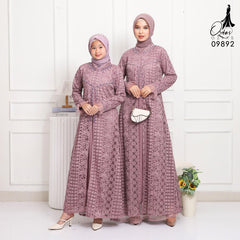 GAMIS OZIAS FIMELA JUMBO 09892 LD 105 & LD 120 I Gamis Ibu dan Anak I Gamis Pesta Kondangan I Gamis Import Brokat Motif Muslim Nyaman