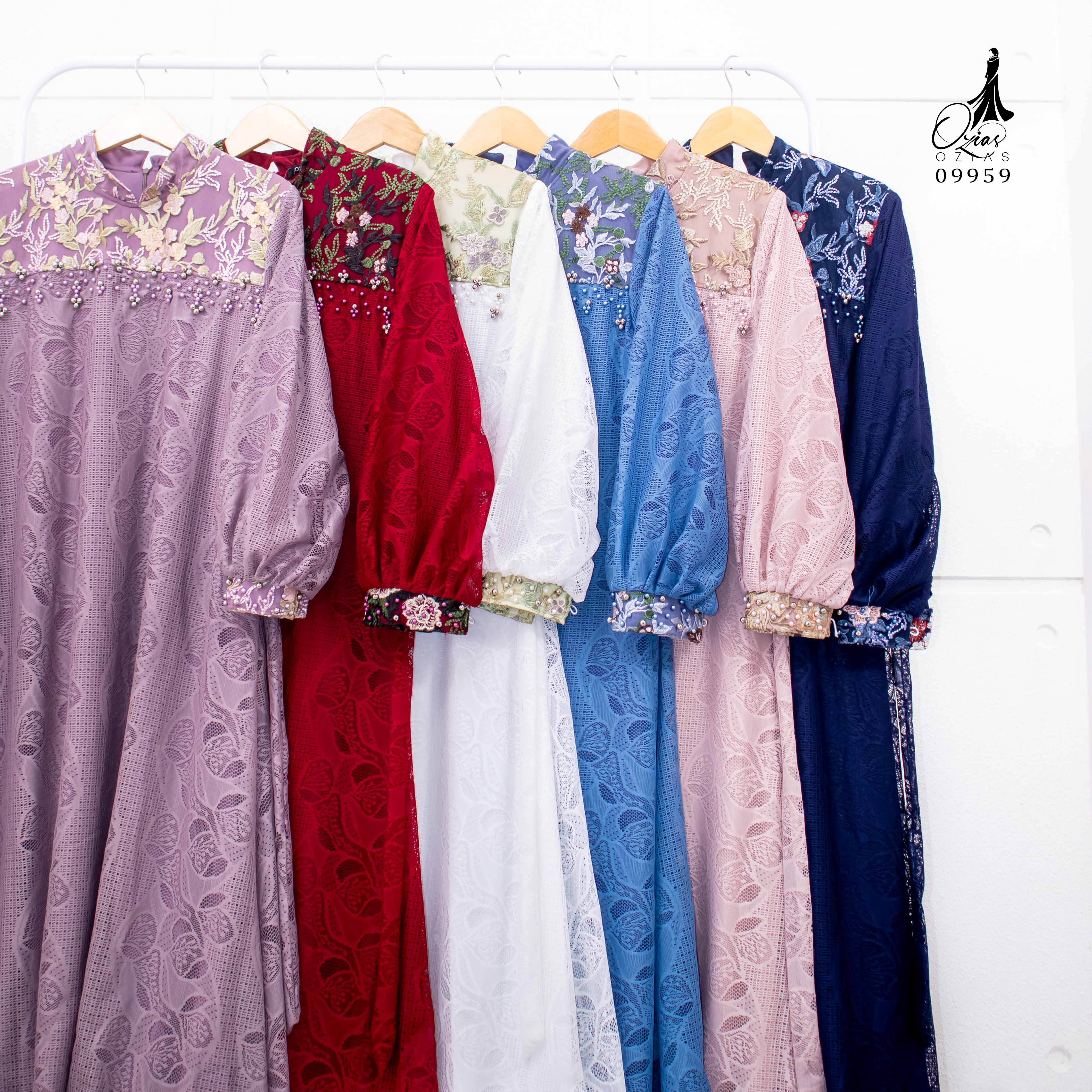 GAMIS OZIAS BROKAT FIORA 09959 LD 105 I Gamis Pesta Kondangan I Fashion Muslimah Remaja