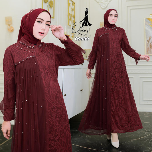 GAMIS OZIAS BROKAT AZURA 09999 LD 105 I Gamis Kondangan Simpel I Gamis Muslimah Wisuda Nyaman Panjang
