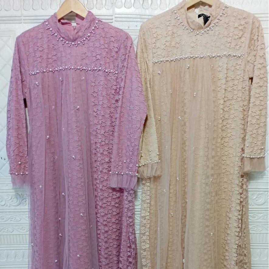 GAMIS OZIAS BROKAT STAR 09381 LD 105 I Gamis Kondangan Simpel I Gamis Fashion Muslimah
