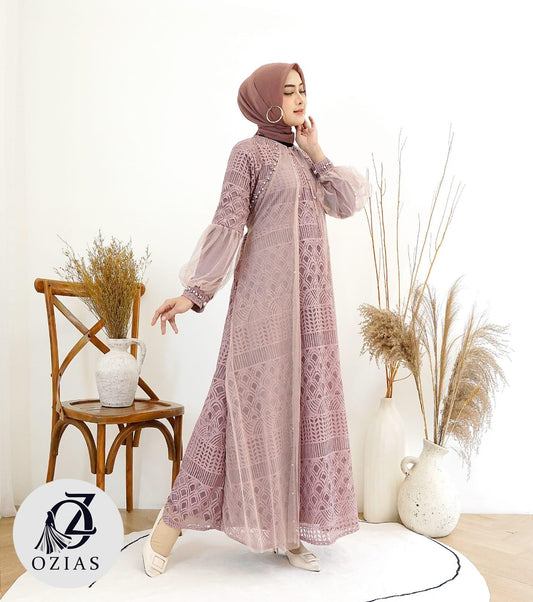 GAMIS OZIAS BROKAT BALIYA 09814 LD 105 I Gamis Fashion Kondangan I Busana Muslimah Busui Friendly Nyaman Santai