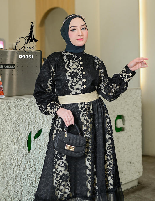 GAMIS OZIAS BROKAT JASMINE 09991 LD 105 120 I Gamis Kondangan Pesta I Gamis Wisuda Remaja Muslim Nyaman 2XL