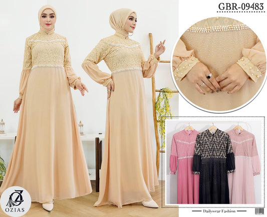 GAMIS OZIAS SIFON CERUTY 09483 LD 105 I Gamis Remaja Muslimah I Fashion Kondangan Nyaman Panjang