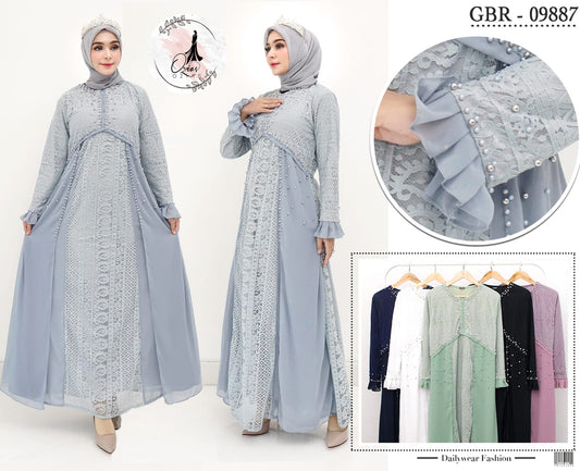 GAMIS OZIAS BROKAT KAGURA 09887 LD 105 I Gamis Remaja simpel I Gamis Elegant Busui Friendly Muslim Nyaman