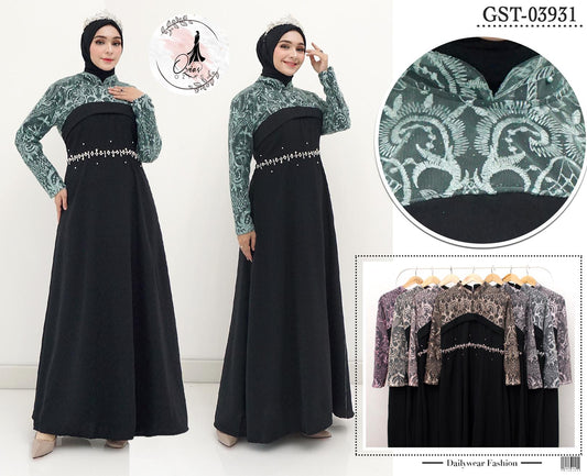 GAMIS OZIAS JETBLACK 03931 LD 105 I Gaun Remaja Muslimah I Fashion Muslim Nyaman Panjang Dress Santai