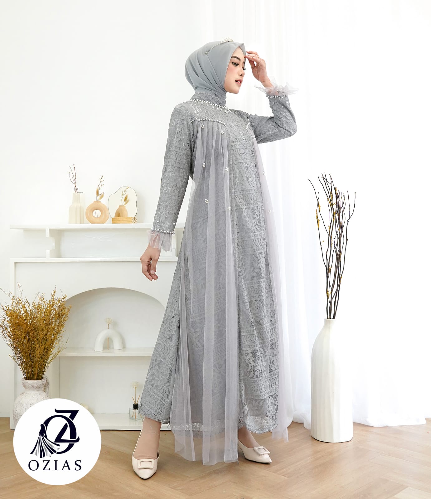 GAMIS OZIAS BROKAT IMPORT PREMIUM 09729 LD 105 I Gamis Muslimah Pesta I Dress Home