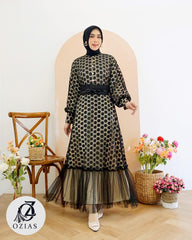 GAMIS OZIAS BROKAT POLKA BELT 09795 LD 105 I Gamis Simpel Belt I Gamis Remaja Muslimah Santai Dress