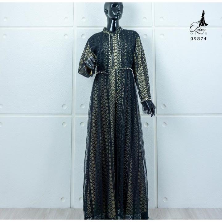 GAMIS OZIAS BROKAT ARABELLA 09874 LD 105 dan LD 120 I Gamis Pesta Simpel I Gamis Busui Friendly   Muslim Wanita Nyaman Panjang