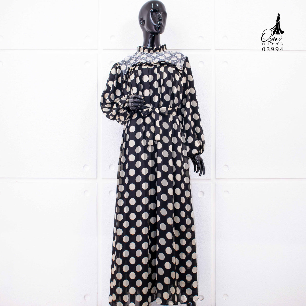 GAMIS OZIAS SIFON POLKA PREMIUM 03994 LD 105 I Gamis Wisuda Wanita I Gamis Pesta Muslimah Panjang Nyaman
