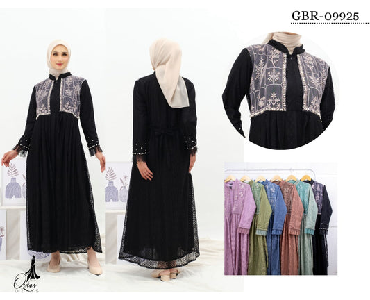 Ozias - Gamis Brokat Import 09925 Ld 105 I Gamis Kondangan Wanita I Gamis Cantik Wanita