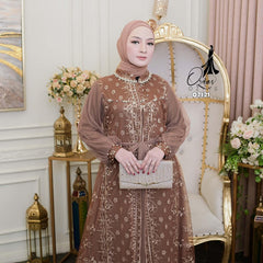GAMIS OZIAS TILE NAMIRA 07121 LD 105 I Gamis Tile Bordir I Gamis Pesta Wanita