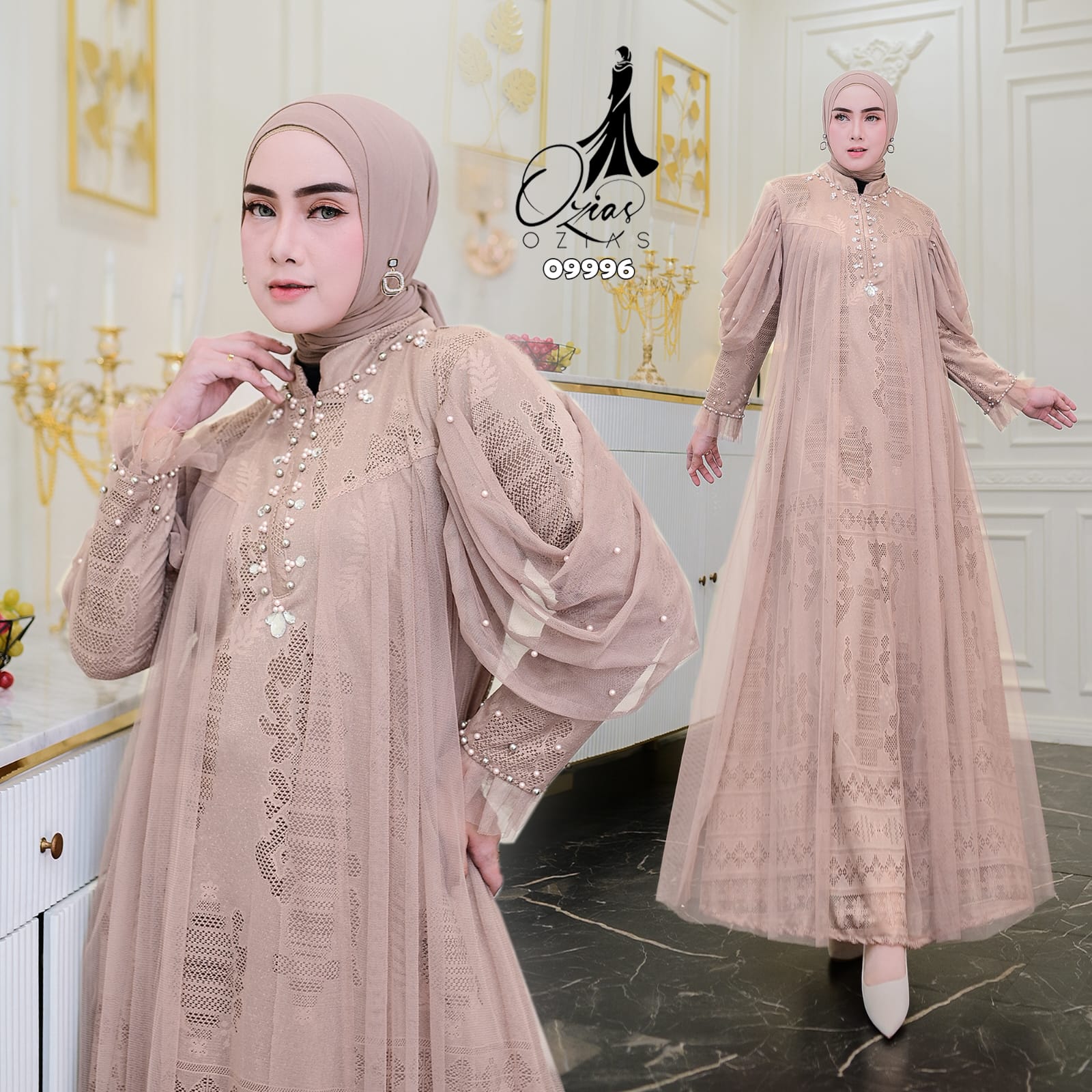 GAMIS OZIAS BROKAT 09996 LD 105 I Gamis Kondangan Cantik I Gamis Casual Wisuda