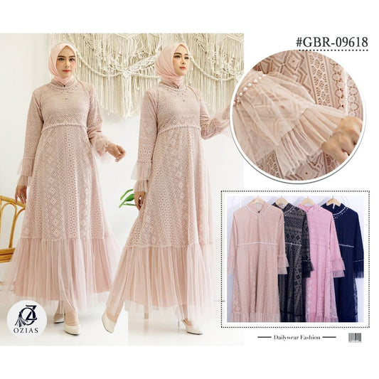 GAMIS OZIAS BROKAT IMPORT 09618 LD 105 I Gamis Fashion Simpel I Gamis Remaja Mewah