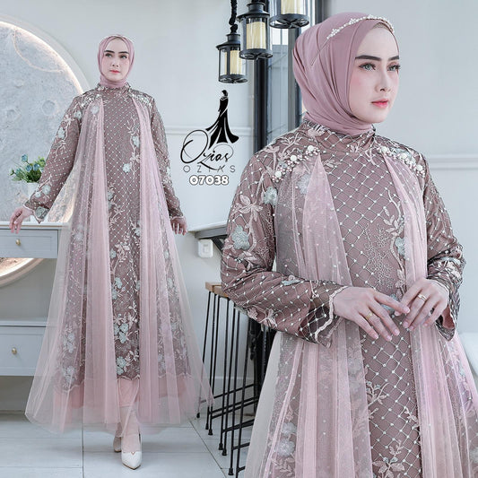 GAMIS OZIAS TILE PREMIUM 07038 LD 105 I Gamis Kondangan Mewah I Gamis Wisuda Remaja Motif Muslim Nyaman Panjang