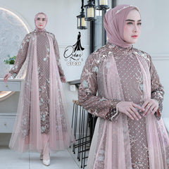 GAMIS OZIAS TILE PREMIUM 07038 LD 105 I Gamis Kondangan Mewah I Gamis Wisuda Remaja Motif Muslim Nyaman Panjang