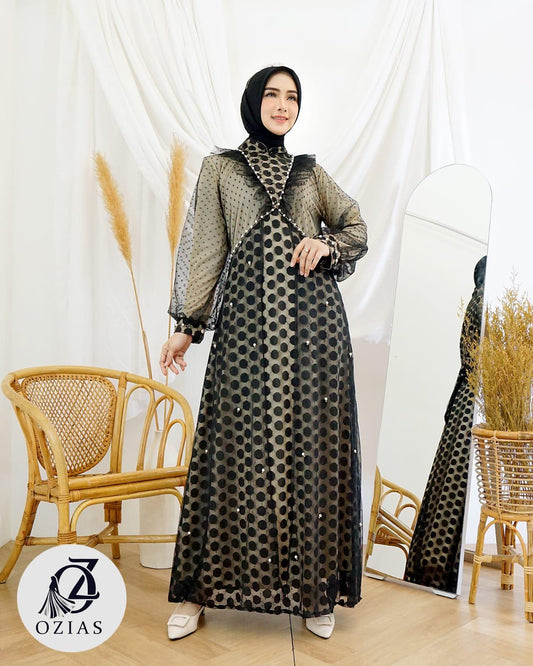 GAMIS OZIAS BROKAT TILE 09796 LD 105 I Gamis Fashion Muslimah I Abaya Lebaran Nyaman Panjang