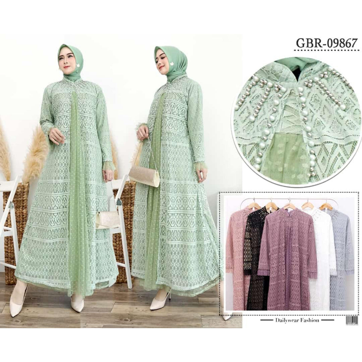 GAMIS OZIAS BROKAT ARABELLA JUMBO 09867 LD 120 I Dress Muslimah Remaja I Gamis Kondangan Simpel 2XL