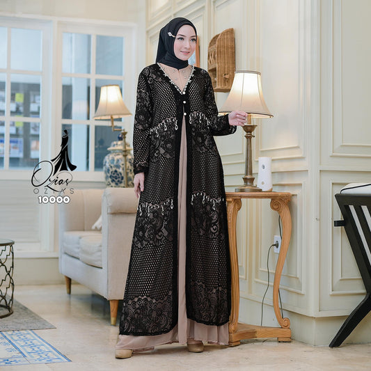 GAMIS OZIAS BROKAT ALYA 10000 LD 105 I Gamis Kondangan Rompi I Gamis Fashion Muslimah Panjang