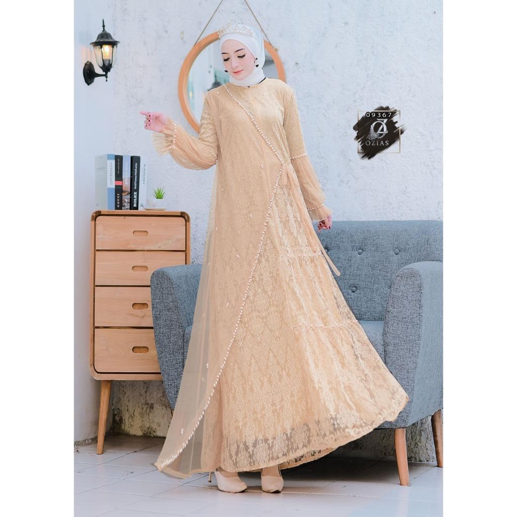 GAMIS OZIAS BROKAT FAMELLA 09367 LD 105 I Gamis Pesta Muslimah I Gamis Busui Friendly