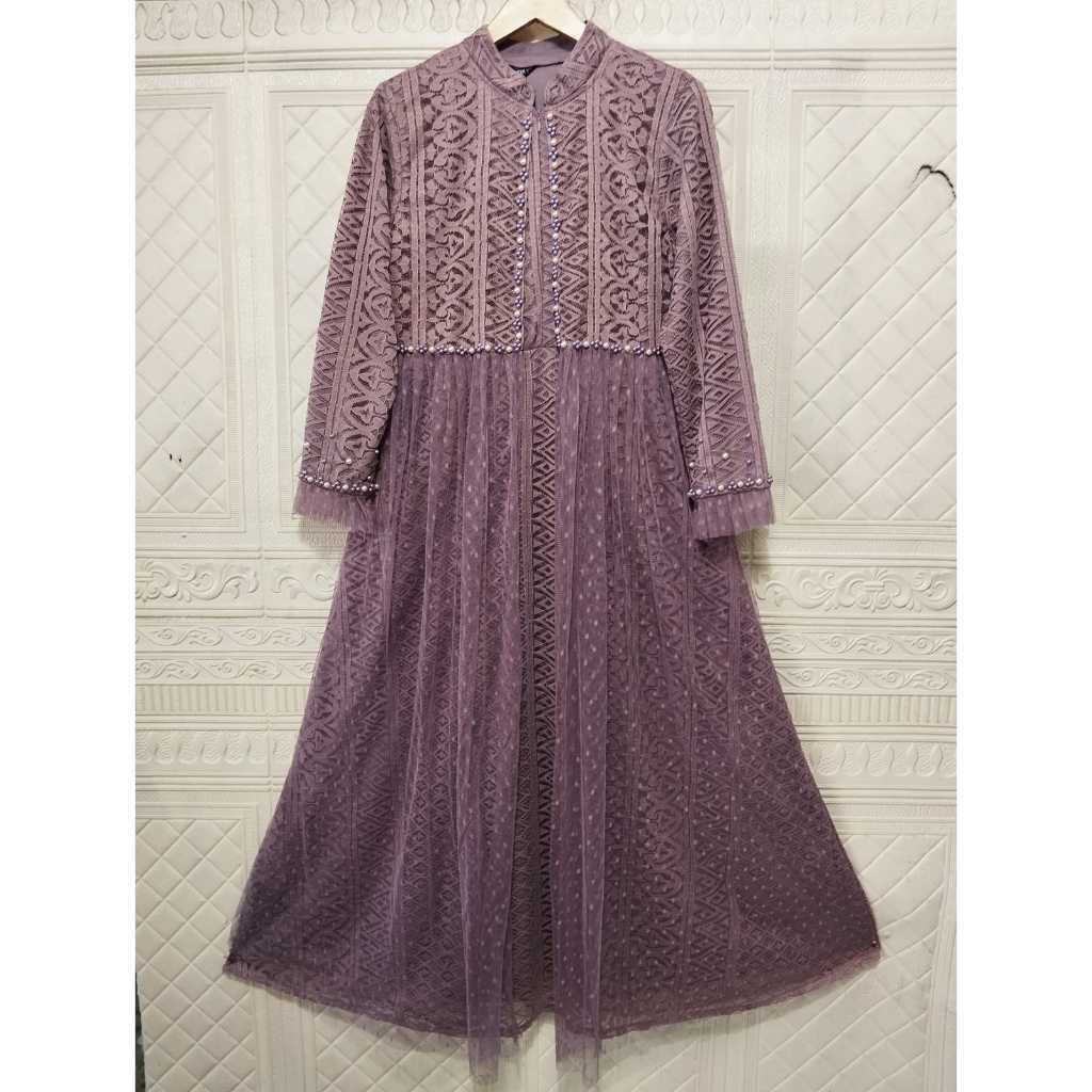 GAMIS OZIAS BROKAT ARABELLA 09874 LD 105 dan LD 120 I Gamis Pesta Simpel I Gamis Busui Friendly