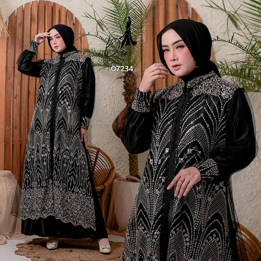 GAMIS OZIAS TILE 07234 LD 105 I Gamis Kondangan Wanita I Gamis Fashion Casual