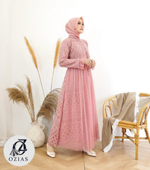 GAMIS OZIAS BROKAT BALIYA 09817 LD 105 I Gamis Wanita Cantik I Gamis Wanita Muslimah Busui Friendly