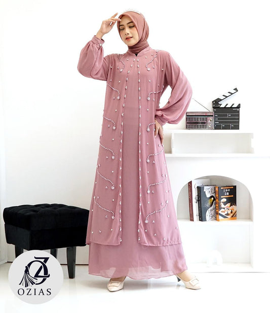 GAMIS OZIAS SIFON CERUTY 09612 LD 105 I Gamis Kondangan Simpel I Gamis Fashion Muslimah