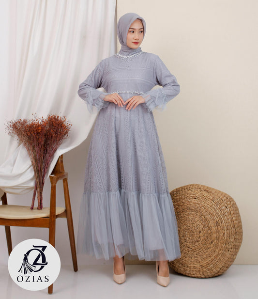 GAMIS OZIAS BROKAT 09580 LD 105 I Gamis Kondangan Simpel I Gamis Fashion Muslimah