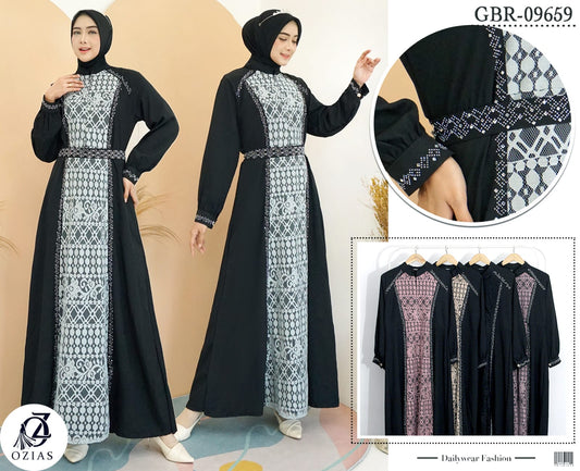 GAMIS OZIAS JETBLACK 09659 LD 120 I Gamis Fashion Muslimah I Abaya Lebaran Dress Hitam 2XL