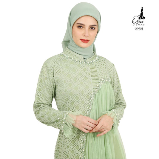 GAMIS INAYA BALIYA OZIAS 09901 I Gamis Pesta kondangan I Hijab Fashion I Jumbo  LD 105 LD 120 LD 140 I Dress Mewah Brokat
