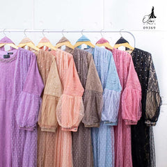 GAMIS OZIAS BROKAT 09369 LD 105 I Gamis Tangan Balon I Gamis Formal Nyaman Panjang Mewah
