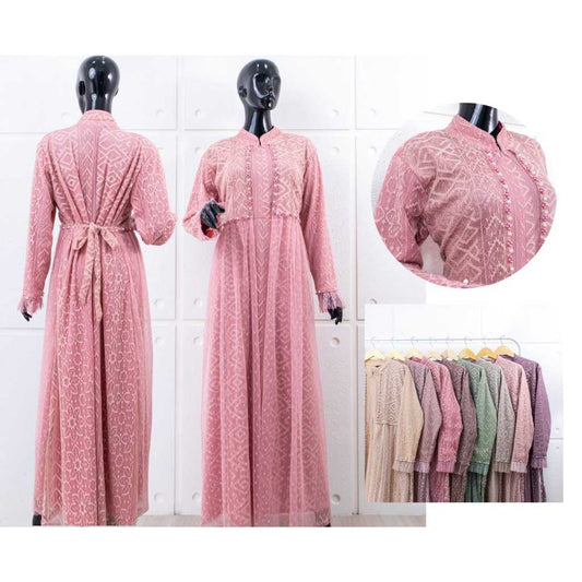 GAMIS OZIKO BROKAT IORA CEILO PREMIUM 09910 I Gamis Pesta Remaja I Gamis Busui friendly Muslim Nyaman 2XL