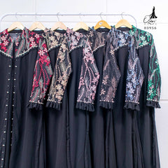 GAMIS OZIAS TILE BORDIR COMBI CERUTY 03956 LD 105CM I Gamis Abaya Muslimah I Fashion Muslimah Busui Friendly Nyaman