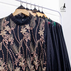 GAMIS OZIAS TILE BORDIR PREMIUM 03990 LD 105 I Gamis Rompi Wanita I Gamis Wisuda Muslimah  Motif Nyaman