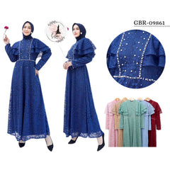 GAMIS OZIAS BROKAT GARDEN LACE 09861 LD 105 I Gamis Formal Wisuda I Gamis Simpel Busui Friendly Nyaman Muslim