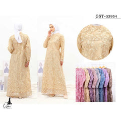 GAMIS OZIAS TILE BORDIR TWOTONE 03954 LD 105 I Gamis Pesta Mewah I Fashion Muslimah Dewasa Nyaman Fit