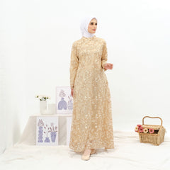 GAMIS OZIAS TILE BORDIR TWOTONE 03954 LD 105 I Gamis Pesta Mewah I Fashion Muslimah Dewasa Nyaman Fit