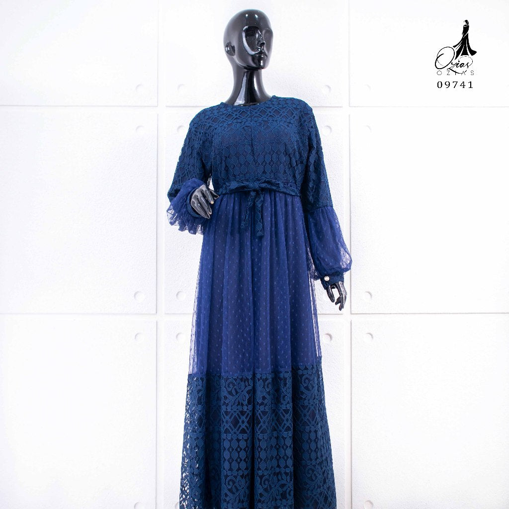 GAMIS OZIAS BROKAT FIMELA 09741 LD 105 & LD 120 I Gamis Tangan Balon I Gamis Kondangan Busui Friendly Nyaman Panjang Dress
