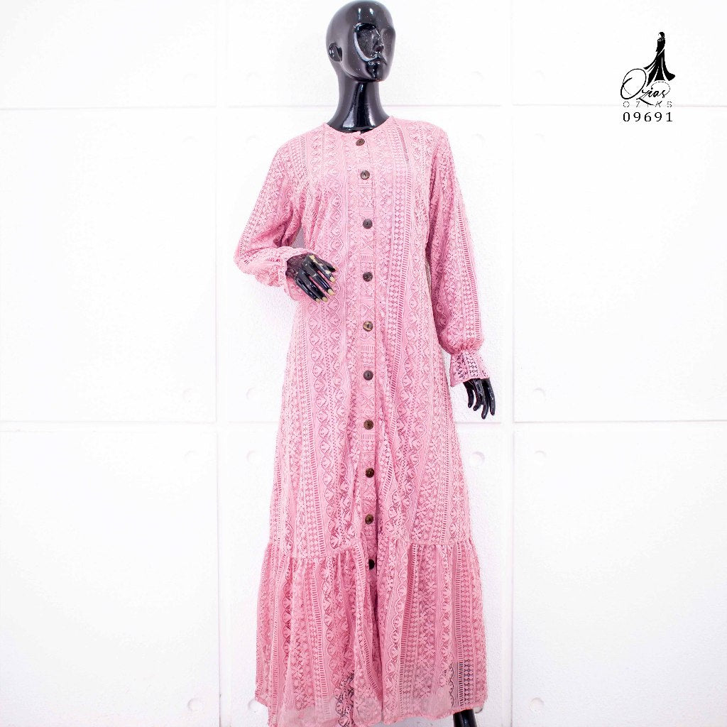 GAMIS OZIAS BROKAT MONICA 09691 LD 105 I Gamis Pengajian Dewasa I Busana Muslimah Busui Friendly Panjang Santai