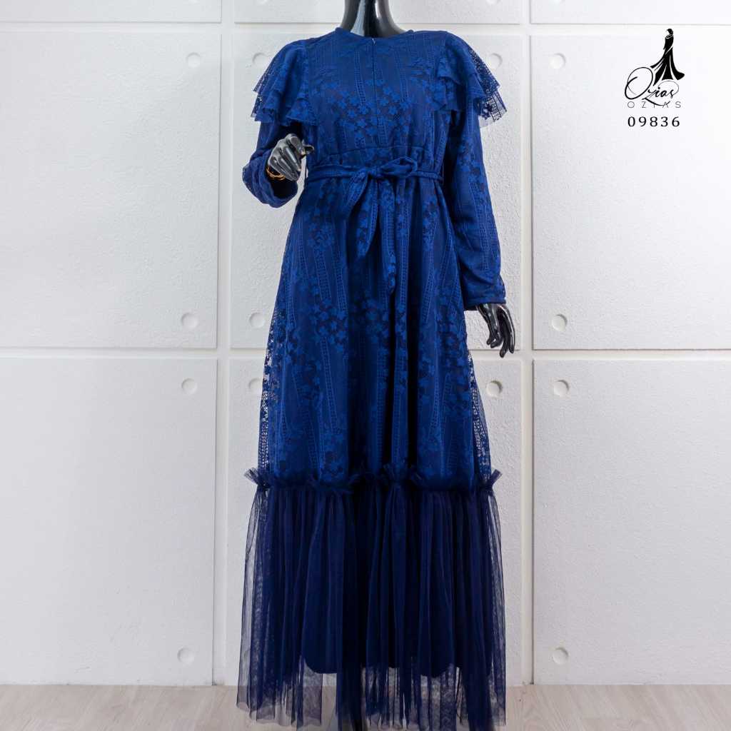 GAMIS OZIAS BROKAT GARDEN LACE 09836 LD 105CM I Gamis Simpel Wisuda I Gamis Lebaran Busui Friendly Muslim Nyaman