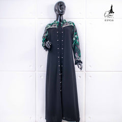 GAMIS OZIAS TILE BORDIR COMBI CERUTY 03956 LD 105CM I Gamis Abaya Muslimah I Fashion Muslimah Busui Friendly Nyaman