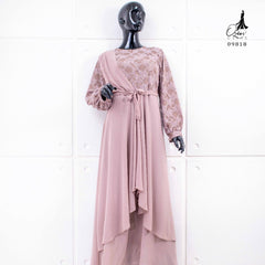 Ozias - Gamis Brokat Combi Ceruty 09818 Ld 105 I Gamis Muslimah Wanita I Gamis Kondangan Mewah