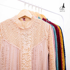 GAMIS OZIAS BROKAT ROSE 09713 LD 105 I Gamis Fashion Muslimah I Gamis Kondangan Remaja  Motif Nyaman