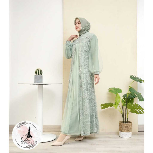GAMIS OZIAS BROKAT HARUKA 3D 09872 LD 105 & LD 120I Gamis Remaja Muslimah I Fashion Muslimah. Fit Motif Nyaman Panjang Santai Wanita Dress Mewah 2XL