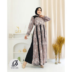 GAMIS OZIAS JETBLACK 03910 LD 105 I Gamis Kondangan Cantik I Gamis Pesta Muslimah Santai Panjang
