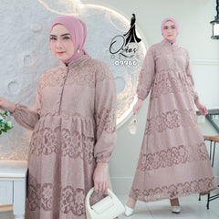 GAMIS OZIAS BROKAT JASMINE 09966 LD 105 I Gamis Cantik Wanita I Gamis Santai