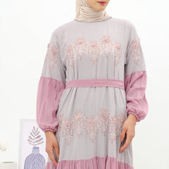 GAMIS OZIAS CERUTY BORDIR 03924 LD 105 I Gamis Simpel Pesta I Gamis Wanita Muslimah Nyaman Panjang