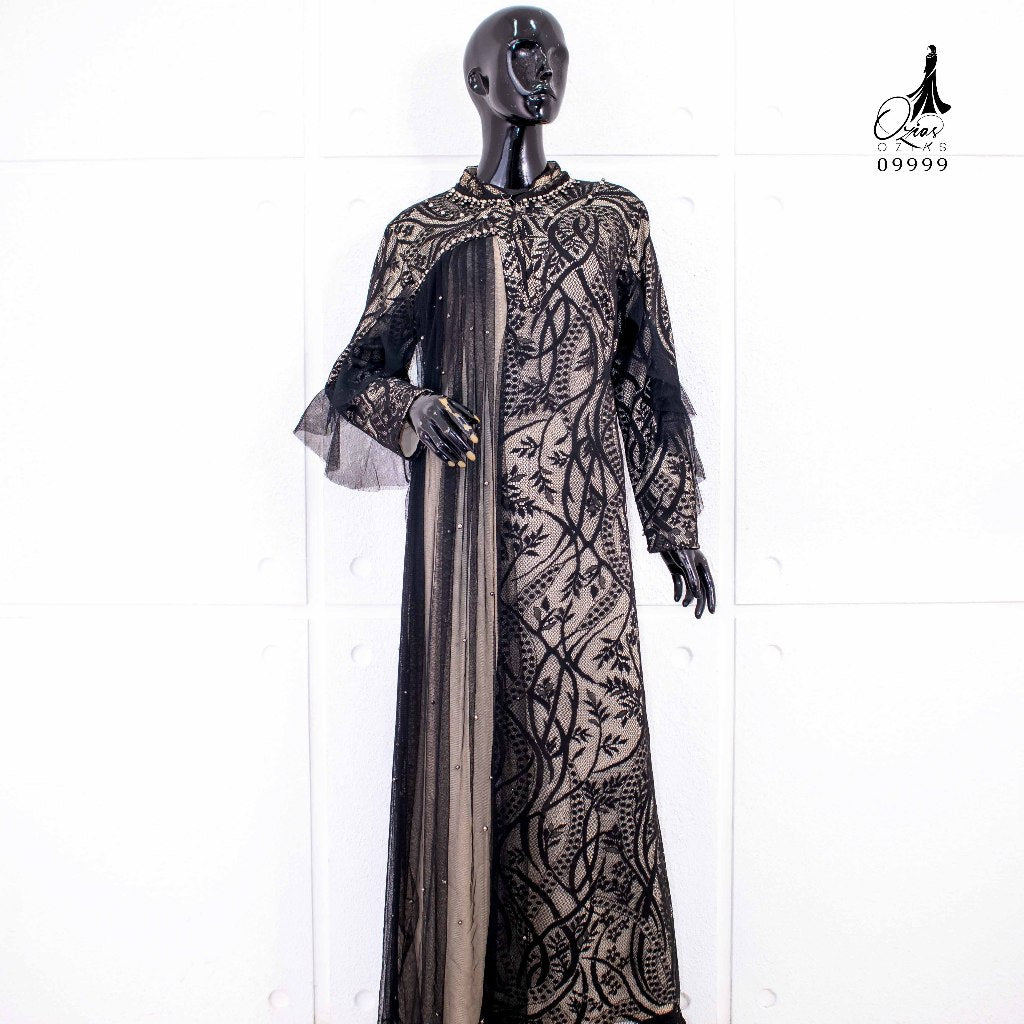 GAMIS OZIAS BROKAT AZURA 09999 LD 105 I Gamis Kondangan Simpel I Gamis Muslimah Wisuda Nyaman Panjang