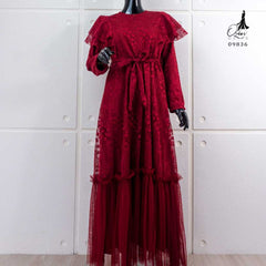 GAMIS OZIAS BROKAT GARDEN LACE 09836 LD 105CM I Gamis Simpel Wisuda I Gamis Lebaran Busui Friendly Muslim Nyaman