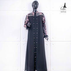 GAMIS OZIAS TILE BORDIR COMBI CERUTY 03956 LD 105CM I Gamis Abaya Muslimah I Fashion Muslimah Busui Friendly Nyaman